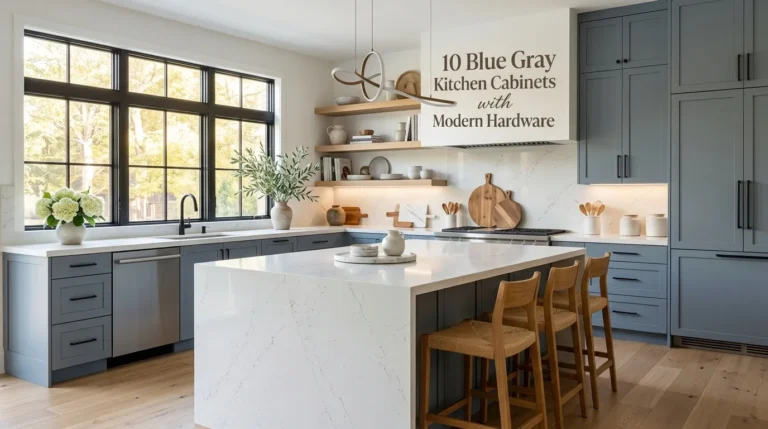 10 Blue Gray Kitchen Cabinets with Modern Hardware