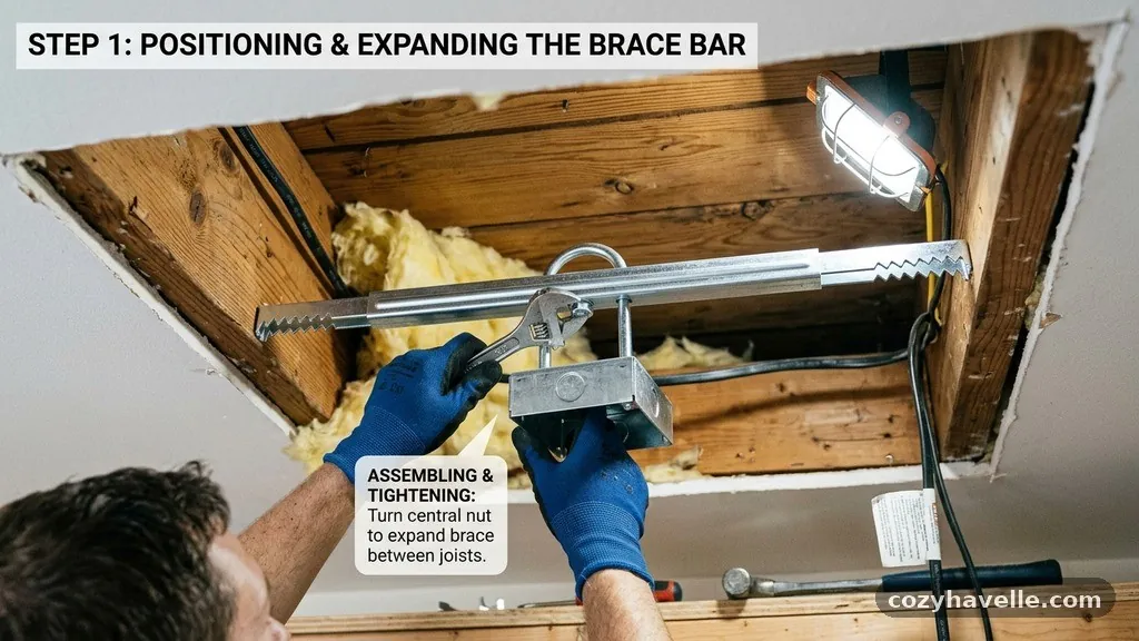 Assembling the Expanding Brace - How to Install an Expanding Ceiling Fan Brace Bar Between Existing Joists