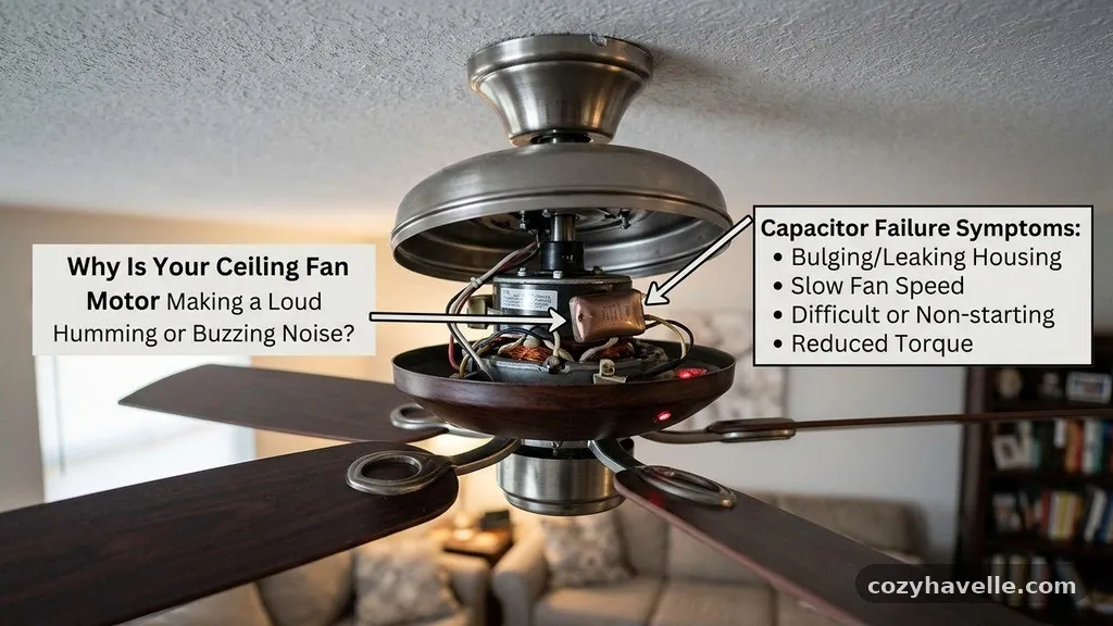Capacitor Failure Symptoms - Why Is Your Ceiling Fan Motor Making a Loud Humming or Buzzing Noise?