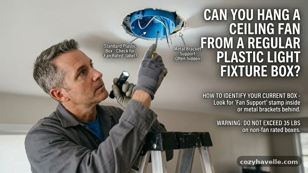 How to Identify Your Current Box - Can You Hang a Ceiling Fan from a Regular Plastic Light Fixture Box?